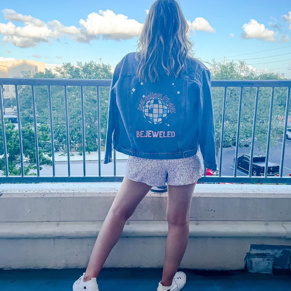 Custom Made Taylor Swift Bejeweled Denim Jacket- Eras Tour